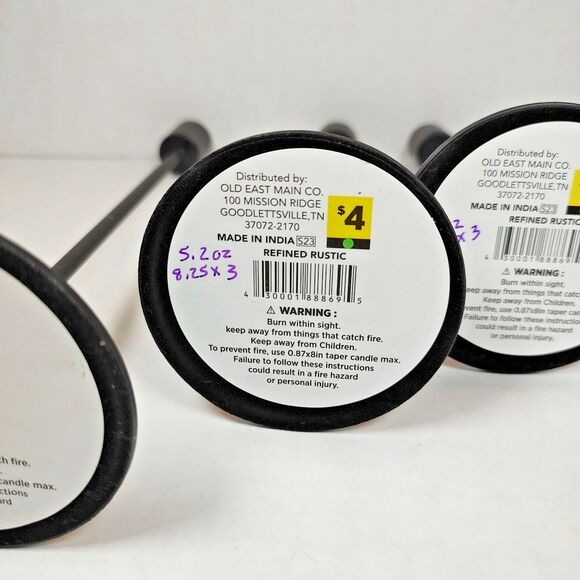 Lot of 3 Black Metal Candlesticks Candle Holders Minimalist Modern Taper Stand - Picture 10 of 12